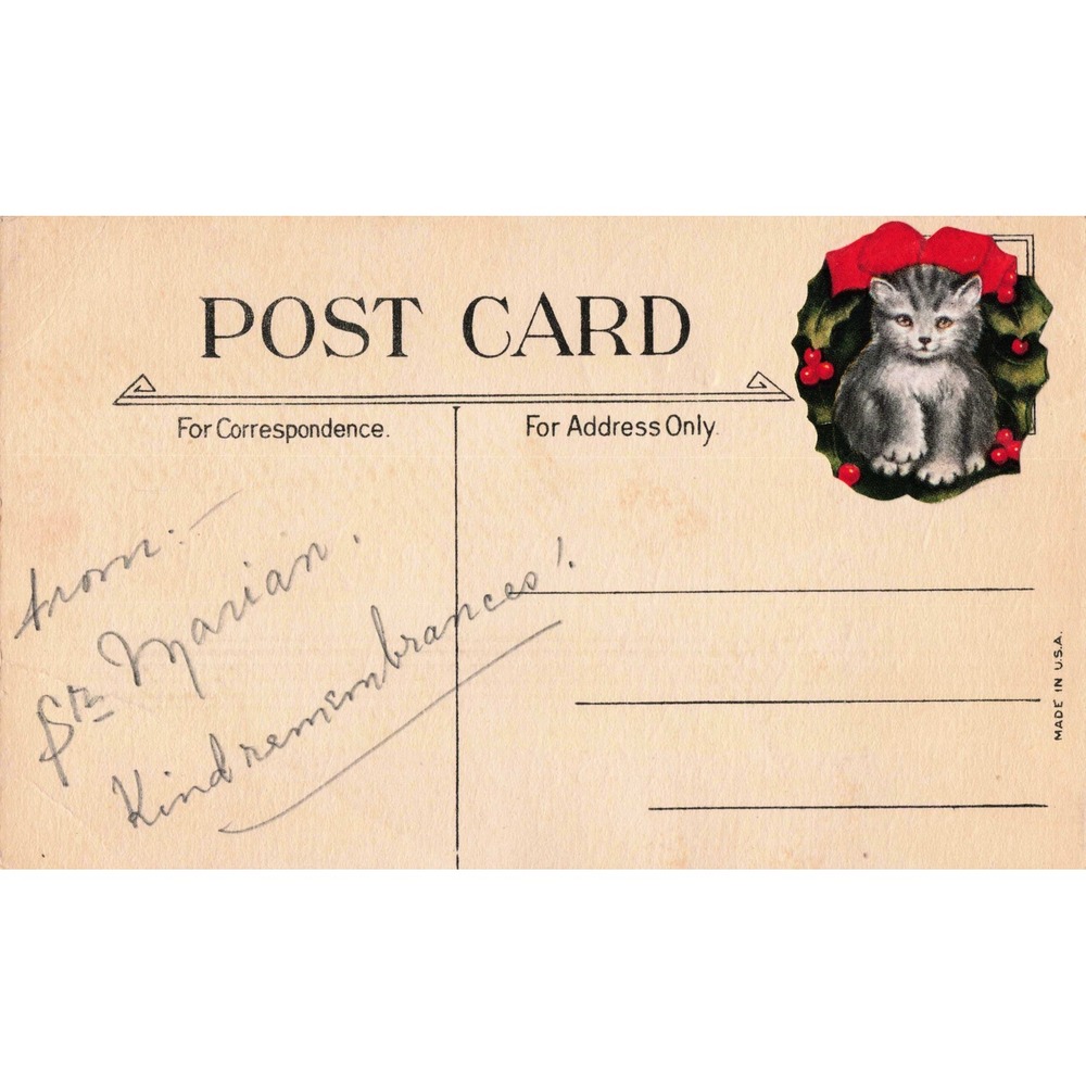 New Year Postcard Winter Village Scene Victorian Figures Glitter Accents c1910 - Picture 2 of 2